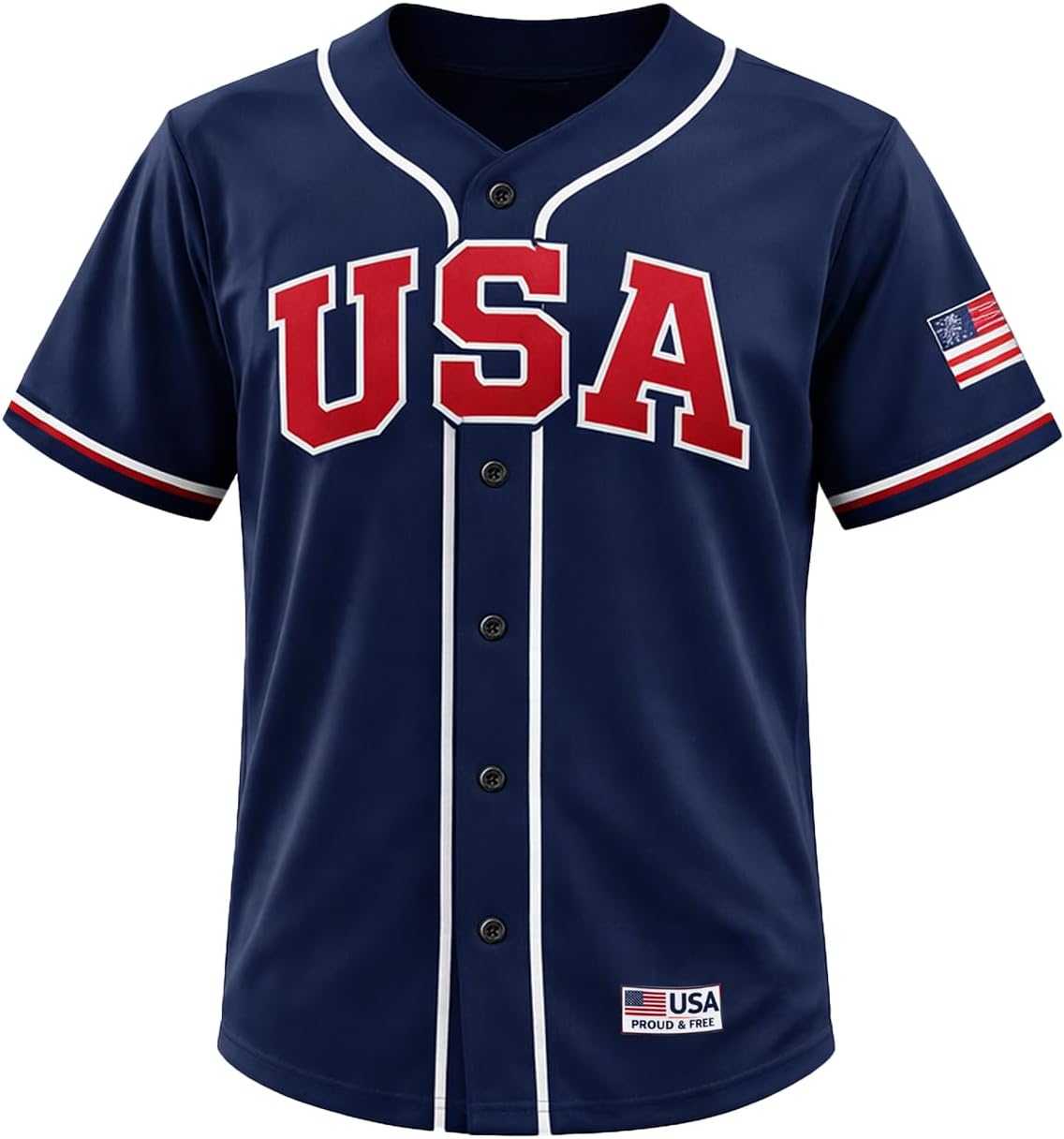 USA Patriotic Baseball Jersey American Flag Button Down Shirt Red White Blue Sports Top for Men Women