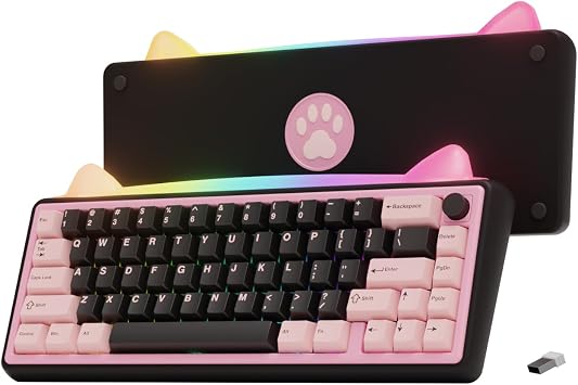 OOCTPK Chilkey Foxy65 Mechanical Keyboard with Knob, Gasket Mount 65% Aluminum Wireless Mechanical Keyboard, BT5.0/2.4GHz/USB-C, Hot Swappable, RGB Backlit Computer Custom Key Board for PC