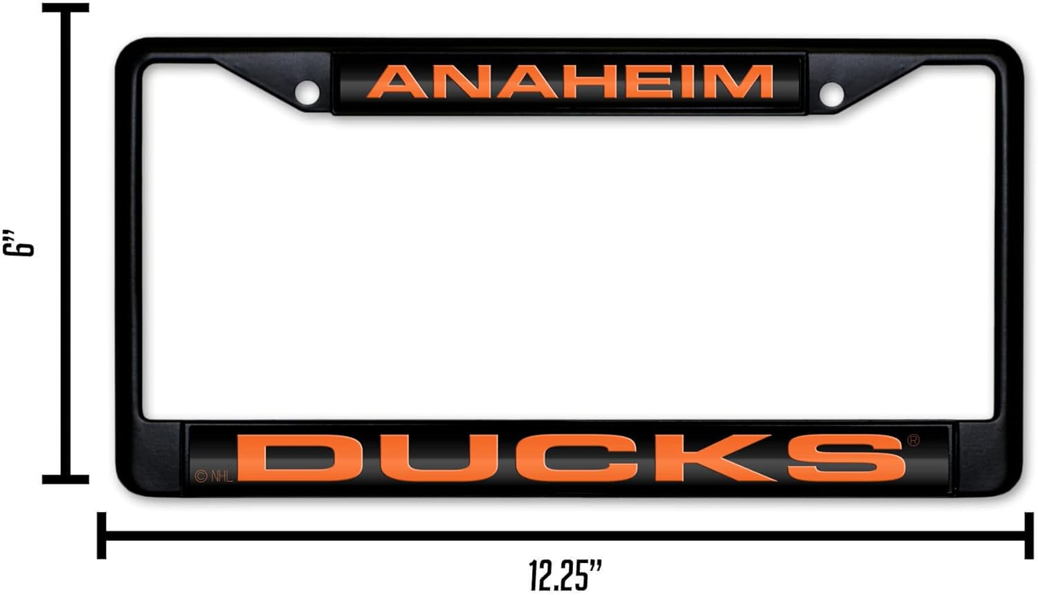 NHL Rico Industries Black Laser Cut Chrome Frame 12" x 6" Black Laser Cut Chrome Frame - Car/Truck/SUV Automobile Accessory