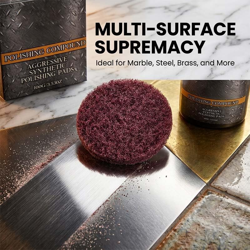Image of Surface Polishing Compound with Pad Multi Surface Polish 100g*2 | Easy Hand Application, Smooth White Paste, Circular Buffing, Suitable for Metal Marble Ceramic & Painted Surfaces