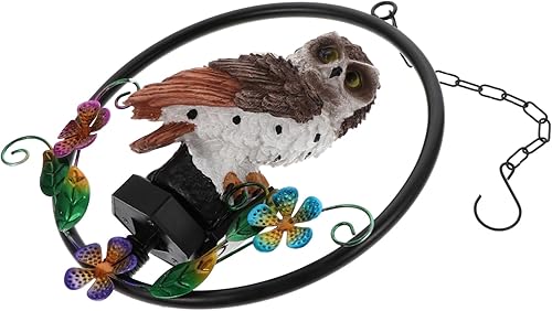 DOITOOL Lámpara de carillón de viento de búho, luz colgante solar al aire libre, campanillas de viento LED, luces solares LED, ganchos de pared para