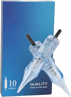 10pcs Tattoo Cartridge Needles, Professional Cartridge Needles Set, Disposable Needle Cartridges For Tattooing, Suitable For Pen & Machine with Cartridge Needle Handle (1203RL)