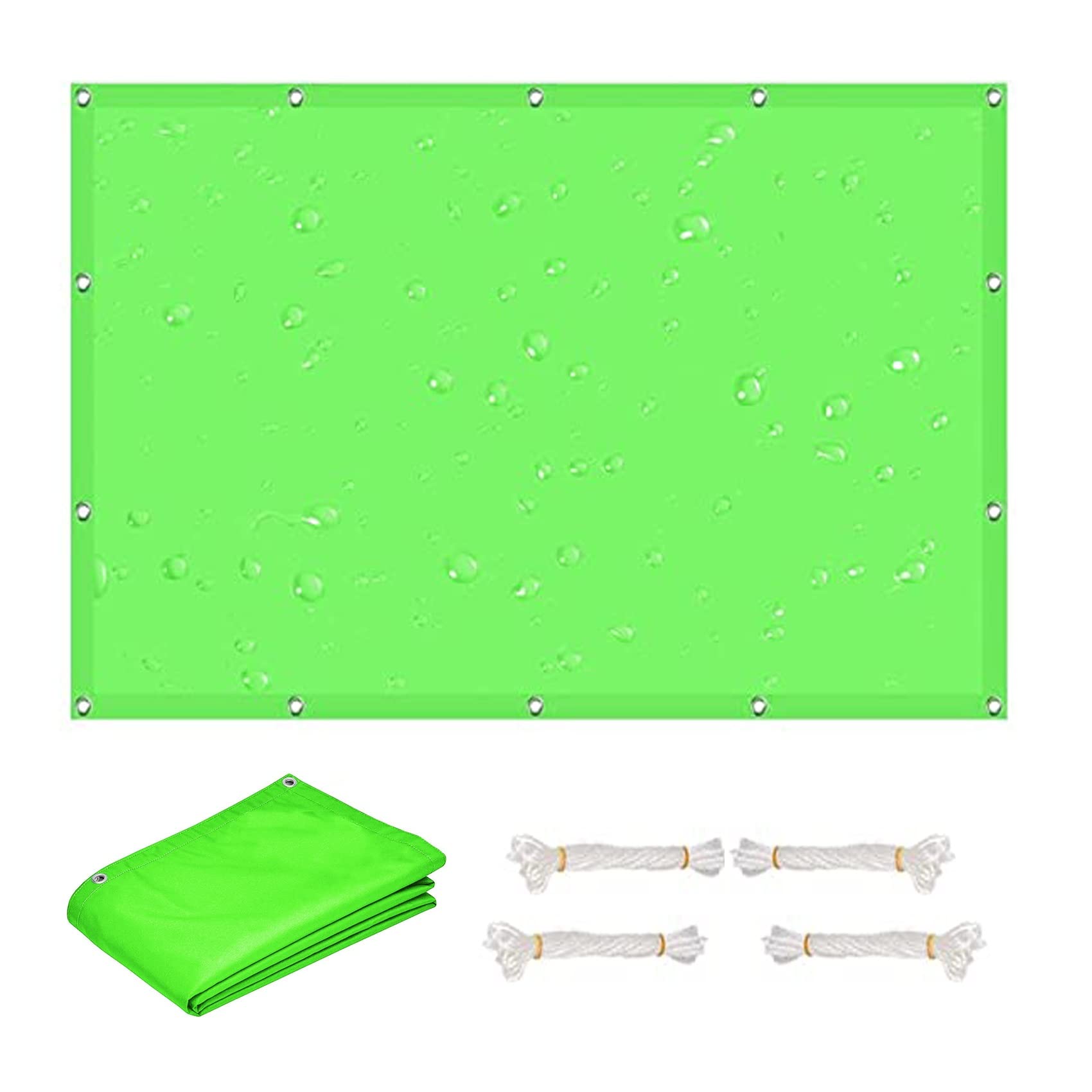 Voile d'ombrage rectangulaire 4,5x5m vert tendre avec son kit de montage pour terrasse