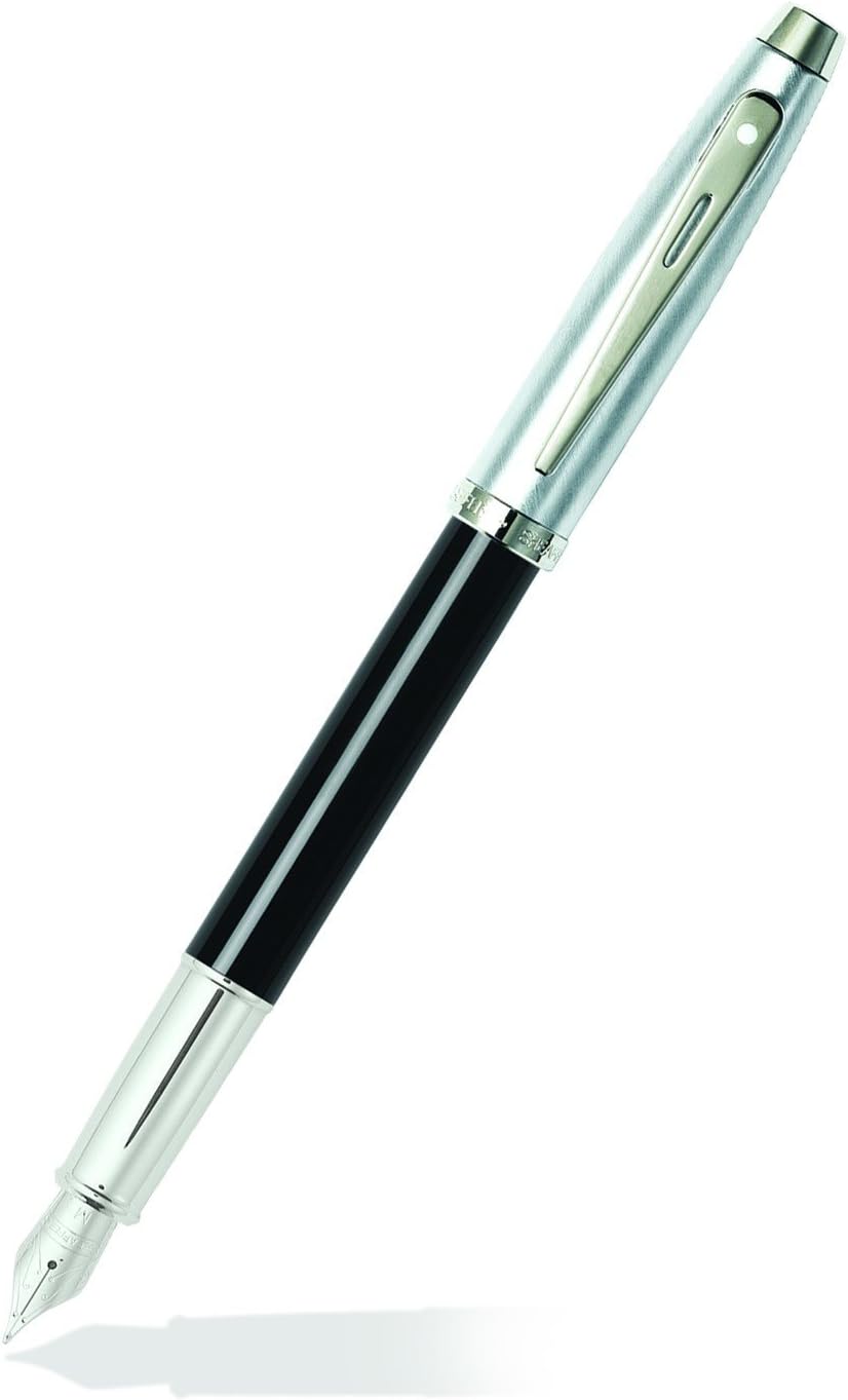 Sheaffer 100 Medium Point Fountain Pen, Black/Chrome (9313-0M)
