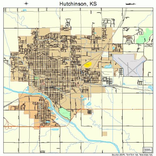 Large Street & Road Map of Hutchinson, Kansas KS - Printed poster size ...