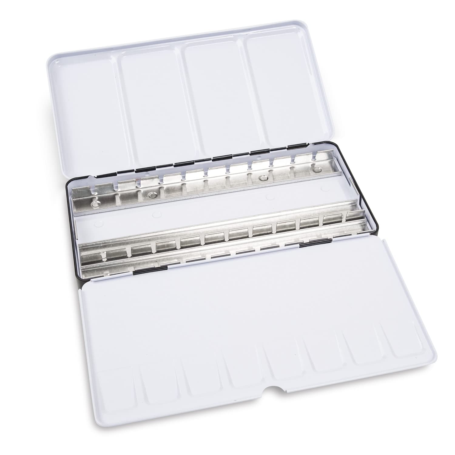 Honsell 80009 Watercolour Empty Box Metal for 36 Half or 18 Whole Bowls with Mixing Palette and Thumb Ring, Colourful, One Size