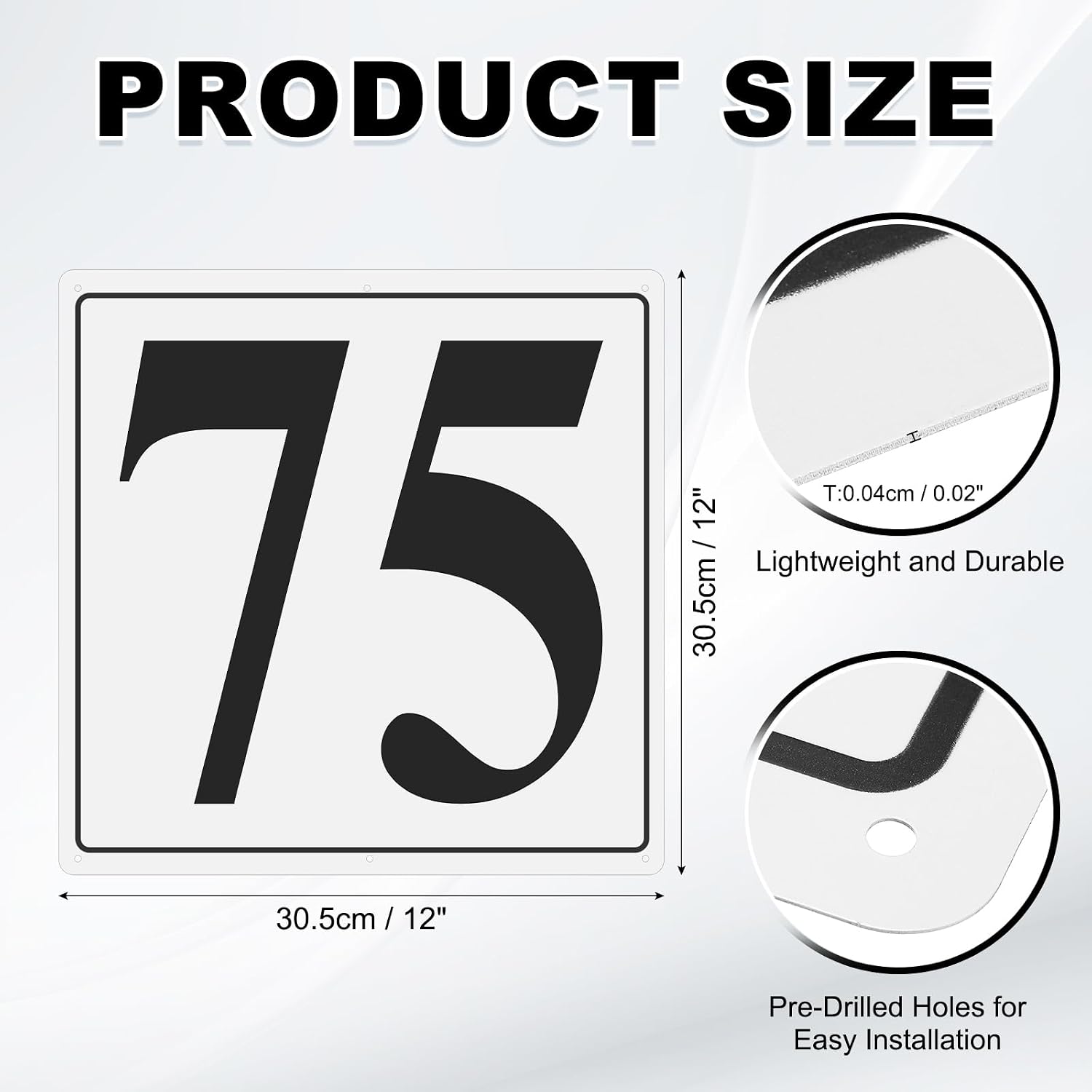 PATIKIL Large Metal Number Sign, 12"x12" Aluminum Number 75 Sign Plate Area Marker Parking Weather-Resistant Signs for Indoor Outdoor Use