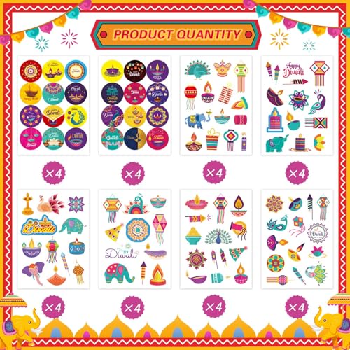 32-Sheets-Happy-Diwali-Stickers-Diwali-Stickers-for-Cards-Box-Envelope-Seals-Labels-Decals-Gifts-Deepavali-Stickers-Indian-Festival-of-Lights-Diwali-Party-Decoration-Supplies