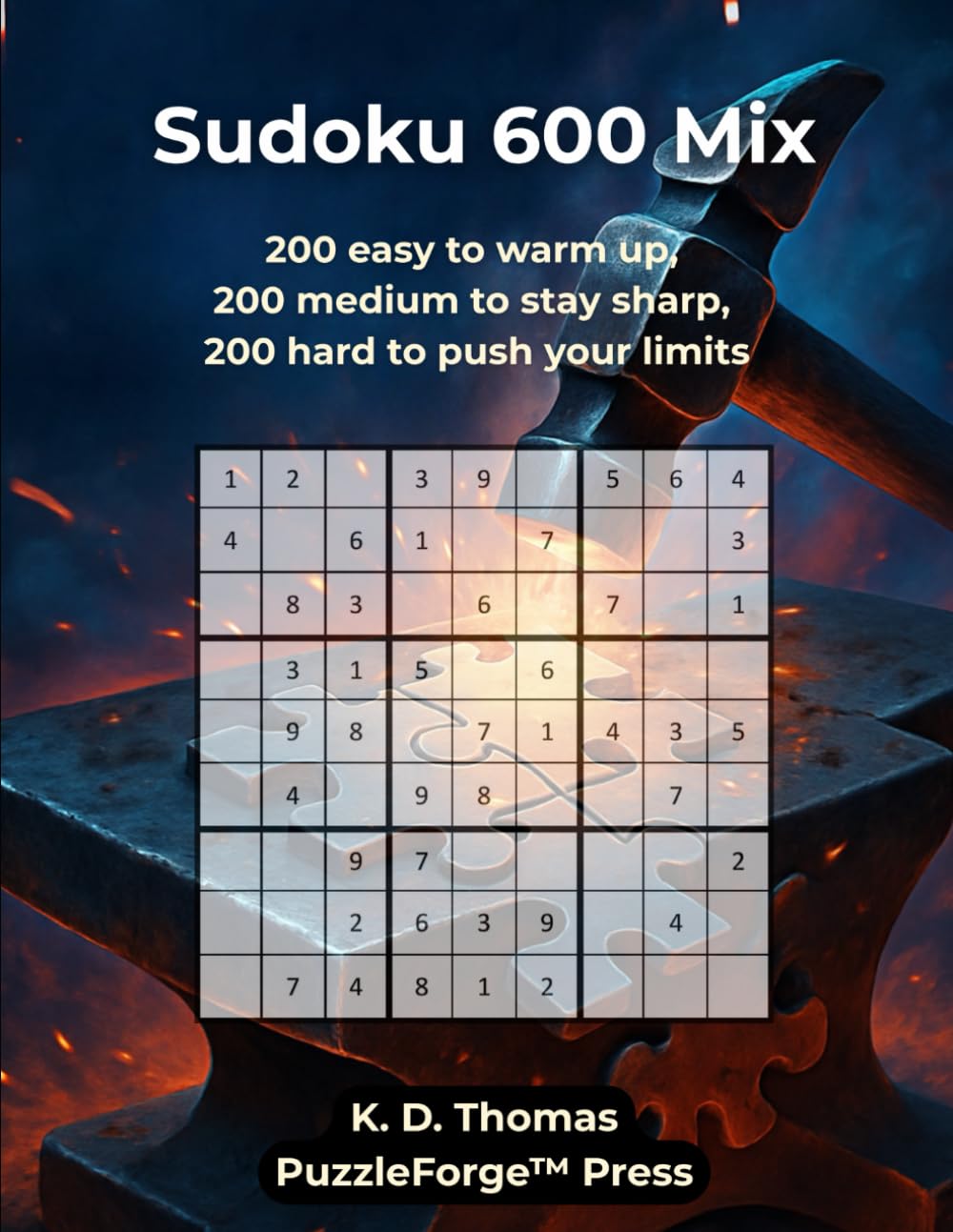 Sudoku 600 Mix: 200 easy to warm up, 200 medium to stay sharp, 200 hard to push your limits (PuzzleForge™ Mixed Sudoku Forge Series – Variety Brain Training Puzzles)