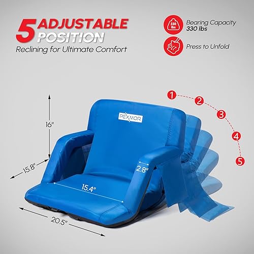 Miniatura 4 de PEXMOR Folding Stadium Seats for Bleachers wBack Support,Bleacher Chair wCushion & Armrest, Portable Padded Stadium Chair wPockets, Carrying Bag