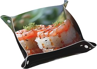 Fresh Salmon Sushi Medium Personalized Leather Storage Tray, Desktop Storage Box, Optimized Space Management