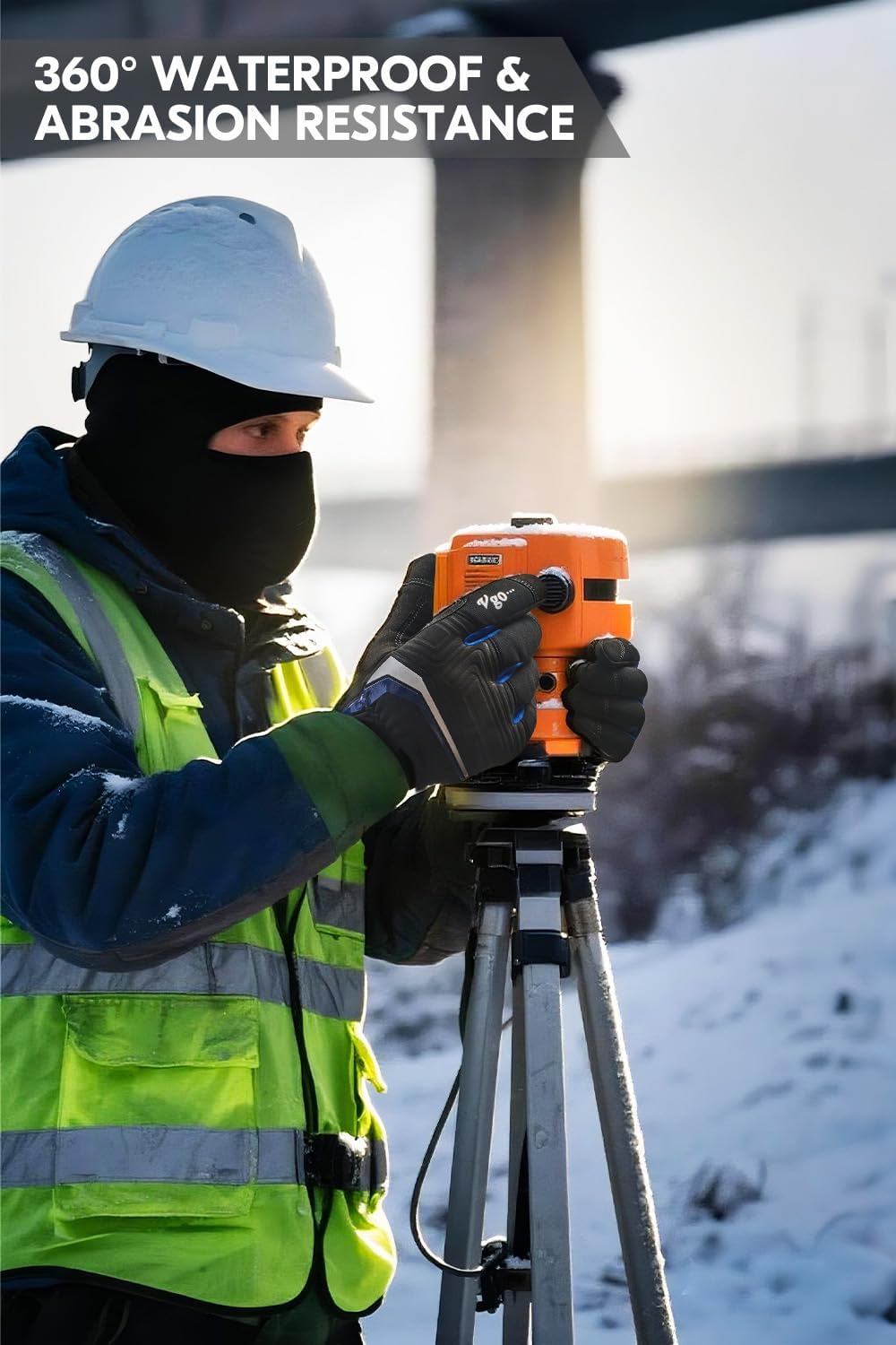 Vgo... Men's Winter Work Gloves,Waterproof,Impact Reducing,Leather Palm,Touchscreen for Construction,Cold Storage,Outdoor - Image 4