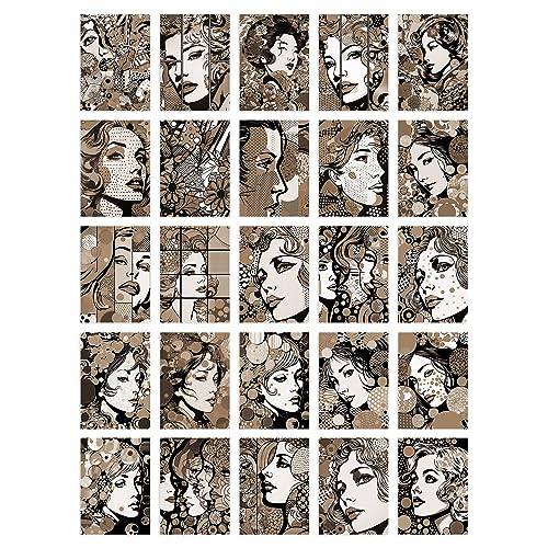Artery8 50 Pcs Fashion Face Pop Art Bubble Comic Sepia Aesthetic Collage Kit Wall Art Prints A6 Set Pack 14.8 x 10.5 cm (5.8 x 4.1) Teen Bedroom Decor Girl Student