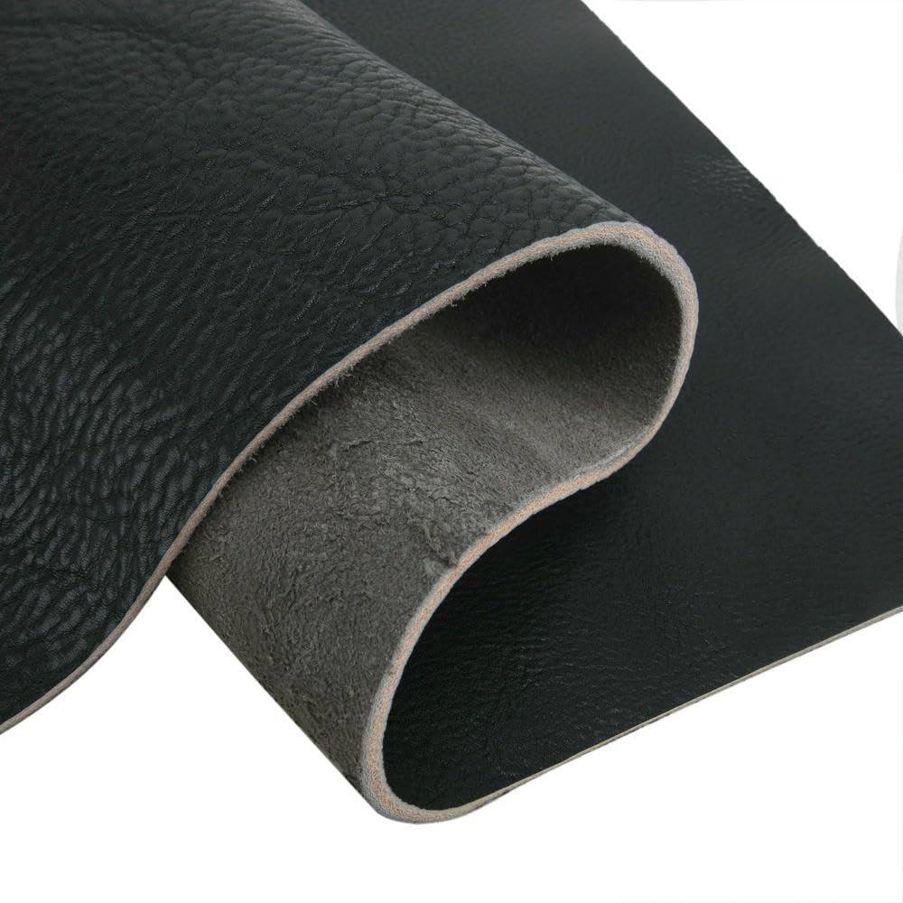 FZRKQBMYELA Cowhide Leather Sheets,Vegetable-Tanned Craft Multicolor Multiple Sizes 4.0-4.5mm(Black,10x10cm)