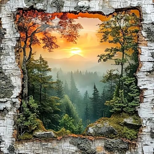Image of WUSARPLY Forest Landscape Stamped Cross Stitch Kits for Beginners Adults