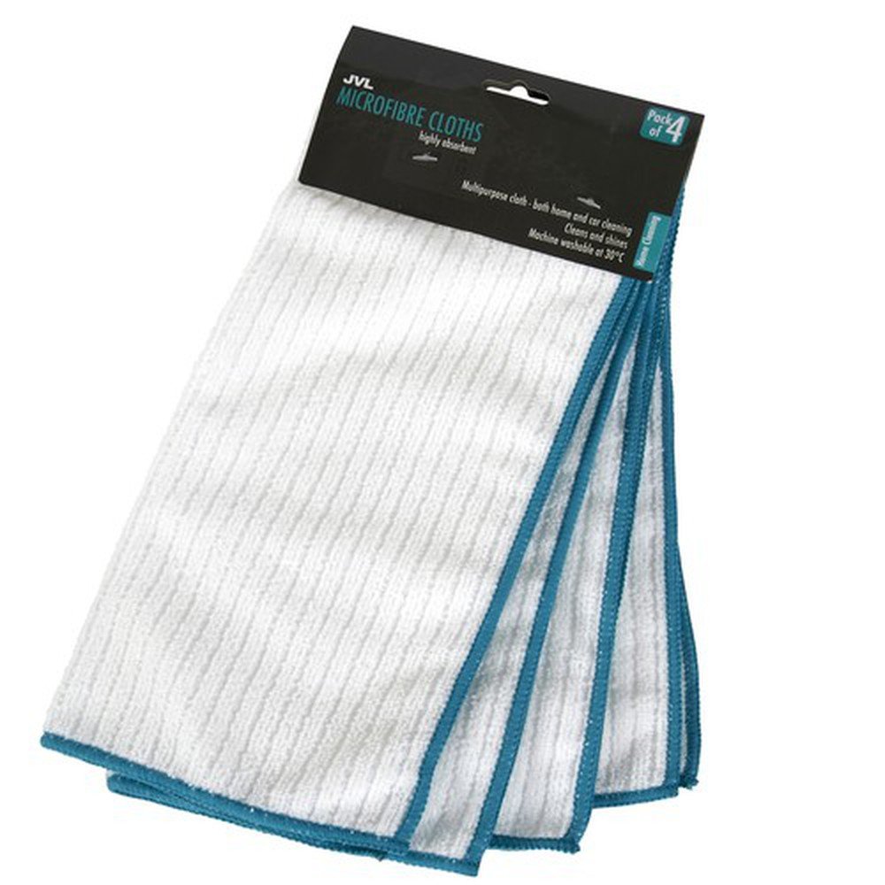 Jvl Teal/White Car Care Cleaning Range Large Microfibre Cloths, Microfibre, 30 X 0.5 X 30 Cm