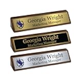 Custom Desk Wedge Name Plate - Personalized Titles and Styles (2x8 Inch, Solid Walnut w/Name Plate)