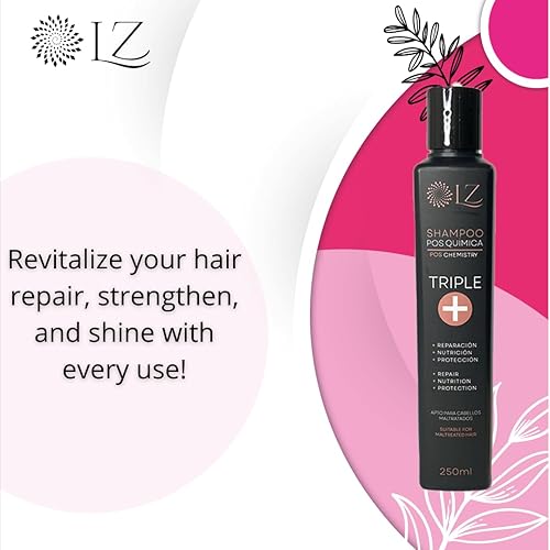 Miniatura 7 de LZ Triple+ Recovery Shampoo - Reparación posquímica para cabello dañado - Hidratante, protege y suaviza - Fórmula antiencrespamiento y brillo para