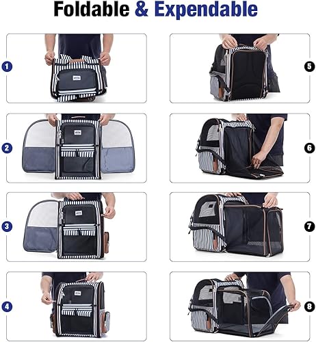 Miniatura 7 de Lekebobor Mochila grande para gatos, mochila expandible para perros pequeños, gatos medianos, con capacidad para hasta 18 libras, mochila