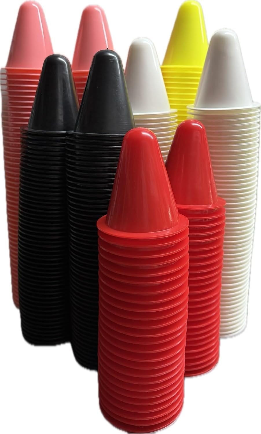 Mini Agility Cones for Kids Sports,Indoor Outdoor Training (3 inch,Black,White,Pink,red,Bright Yellow, Pack of 400)