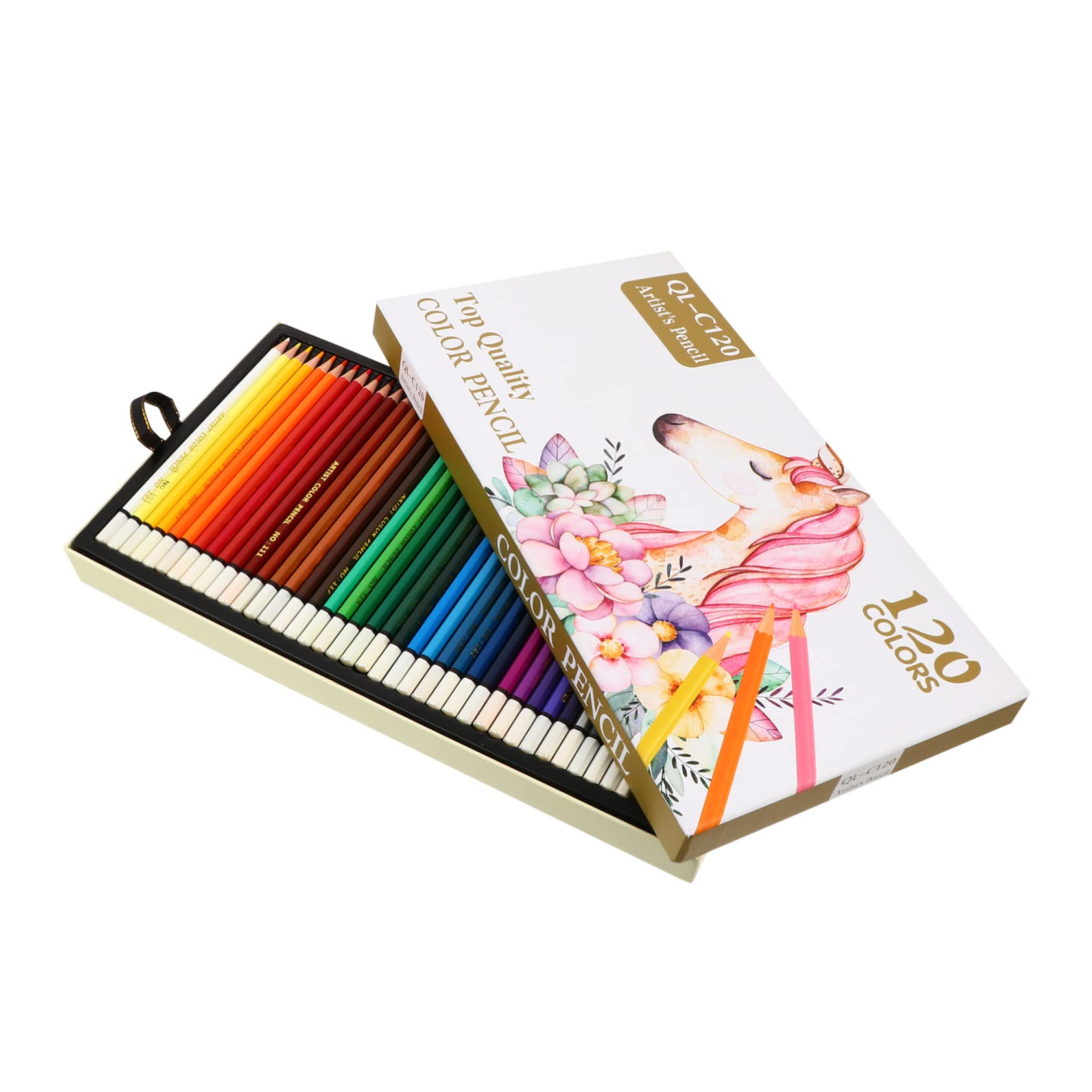 Crayons de Couleur Hexagonaux en Bois, 120 Pièces, Blancs