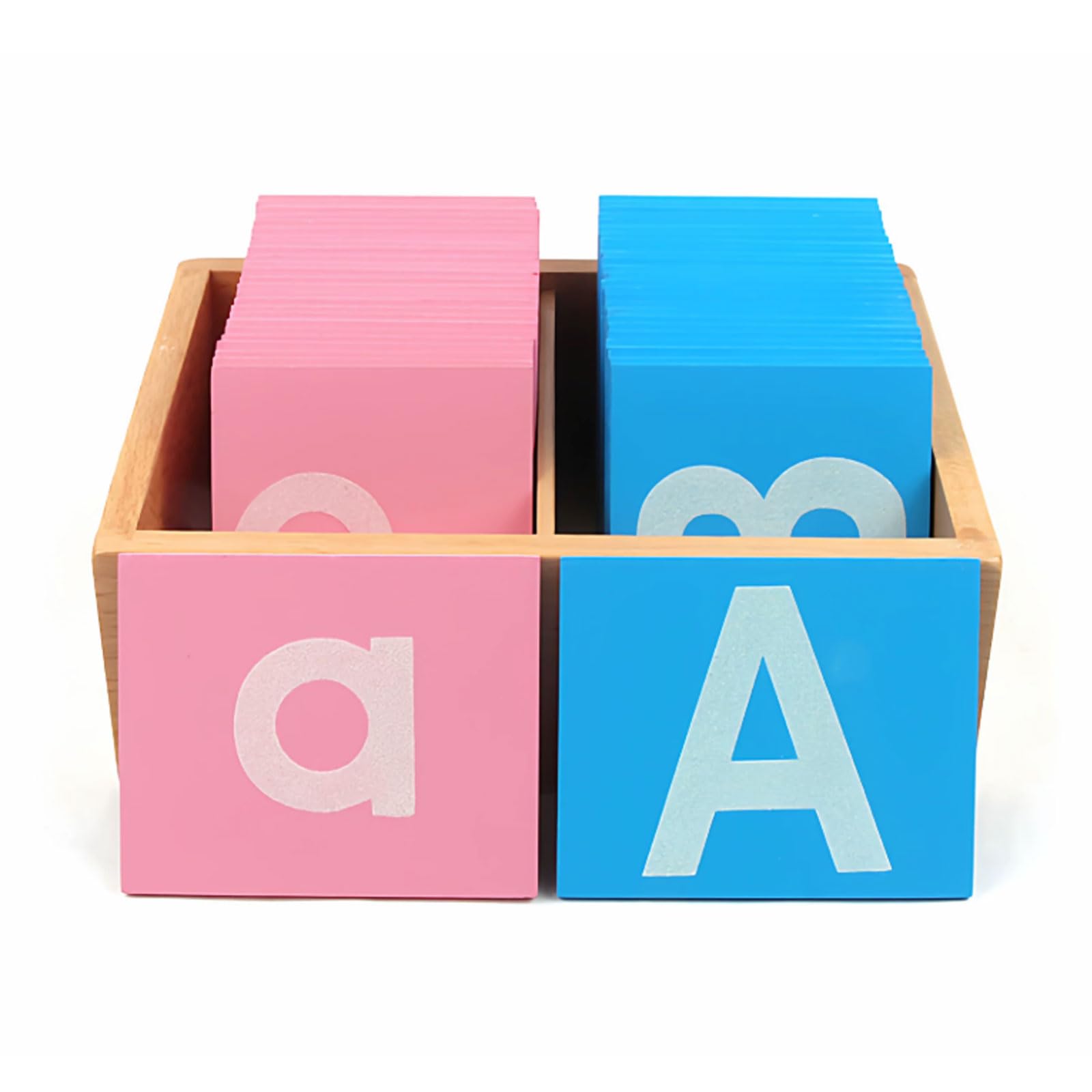 Juego de Letras de Lija Montessori, Cartas del Alfabeto Mayúsculas y Minúsculas en Rosa y Azul, Juguete Educativo de Lenguaje y Fonética