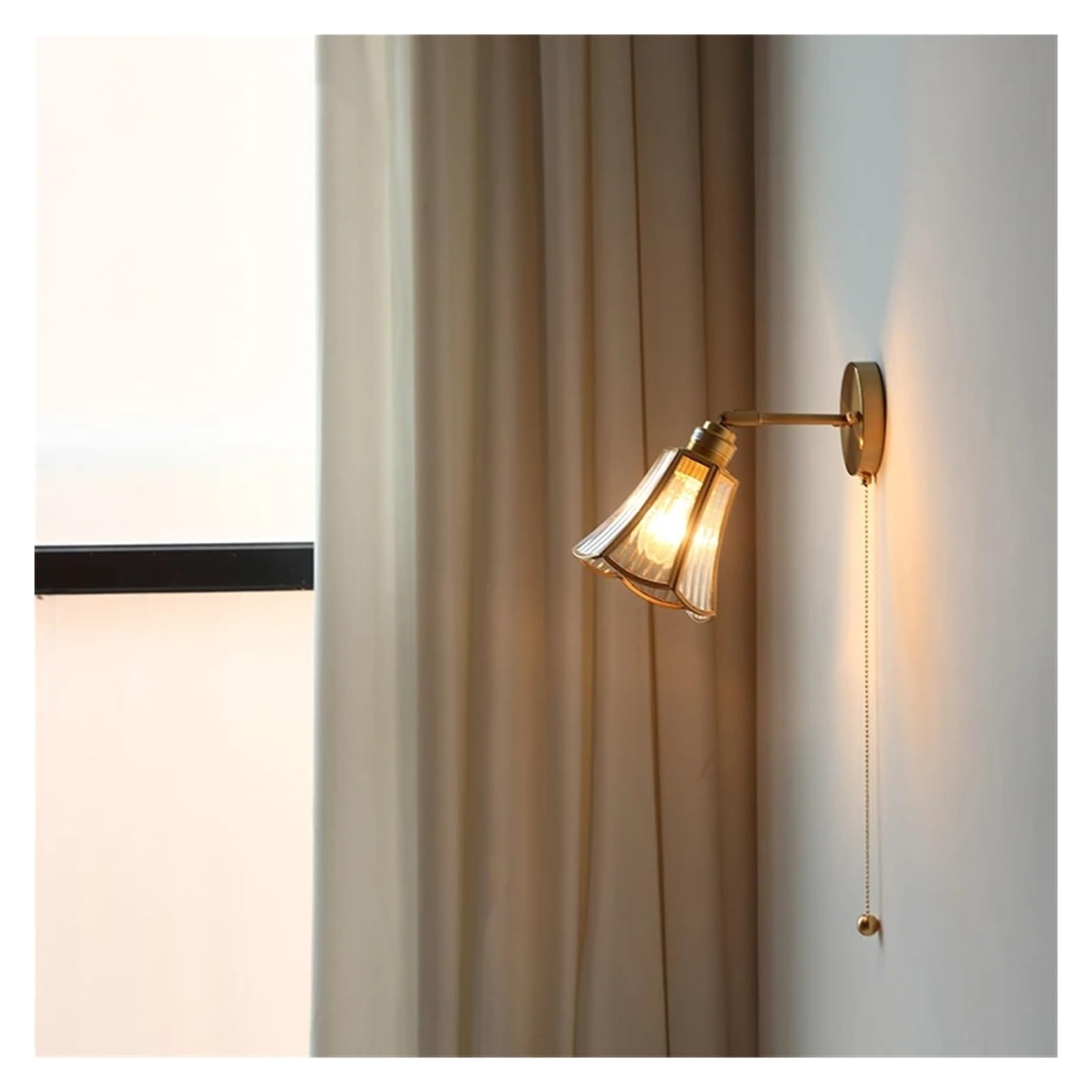 Jybnbbe Light Indoor Bedroom Wall Sconce Zipper On/Off Switch Wall Sconce Copper Ing Compatible With Living Room Bedside Home Decoration,Chandelier Ing,B