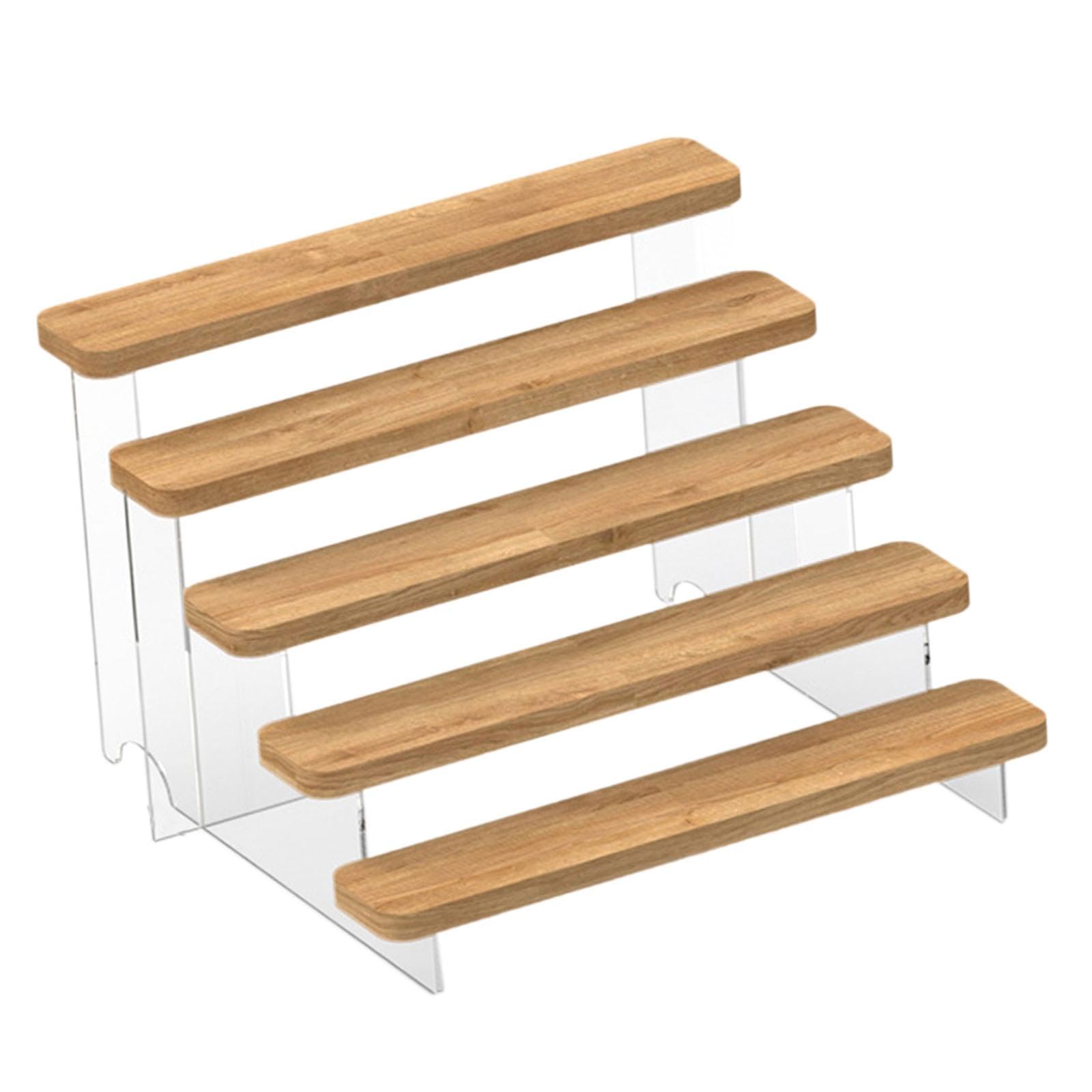 Klare Acryl Riser Display Ständer, Acrylic Display Riser Perfume Organizer Stand Showcase Jewelry Display Wood Tiered Display for Craft Figurine Decorations, 5 Layer(5 Layer)