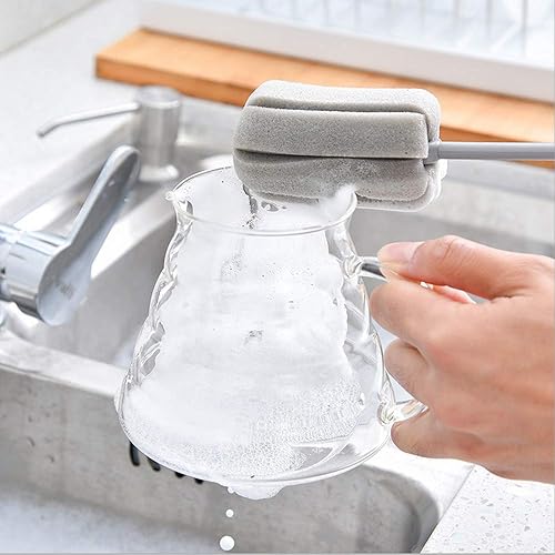 Miniatura 5 de Botella de cepillo, paquete de 2 unidades, 1 largo, 1 cepillo de limpieza corto, esponja para copa de vino, paquete de 2 ganchos sin rastro