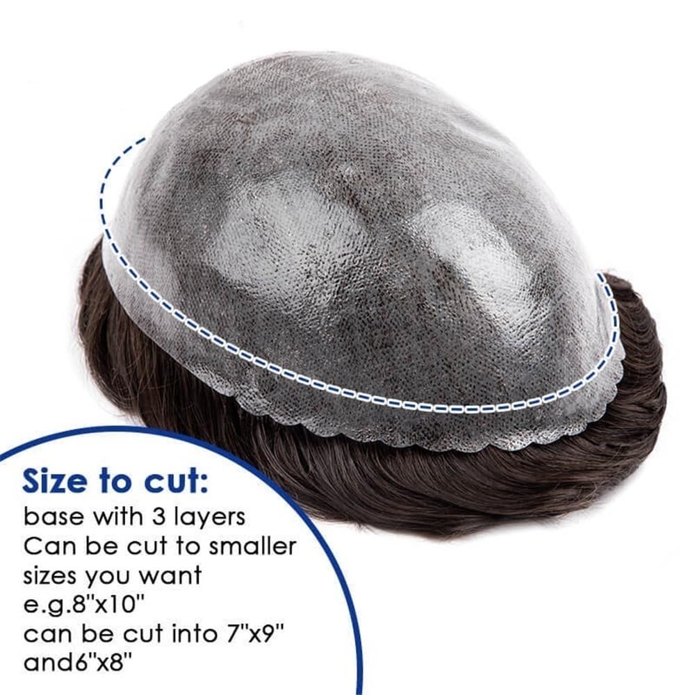 Men's Toupee Parrucche maschili con base in pelle sottile da 0,1-0,12 mm, parrucchino for capelli umani for uomo, densità 120(2#,8x10)