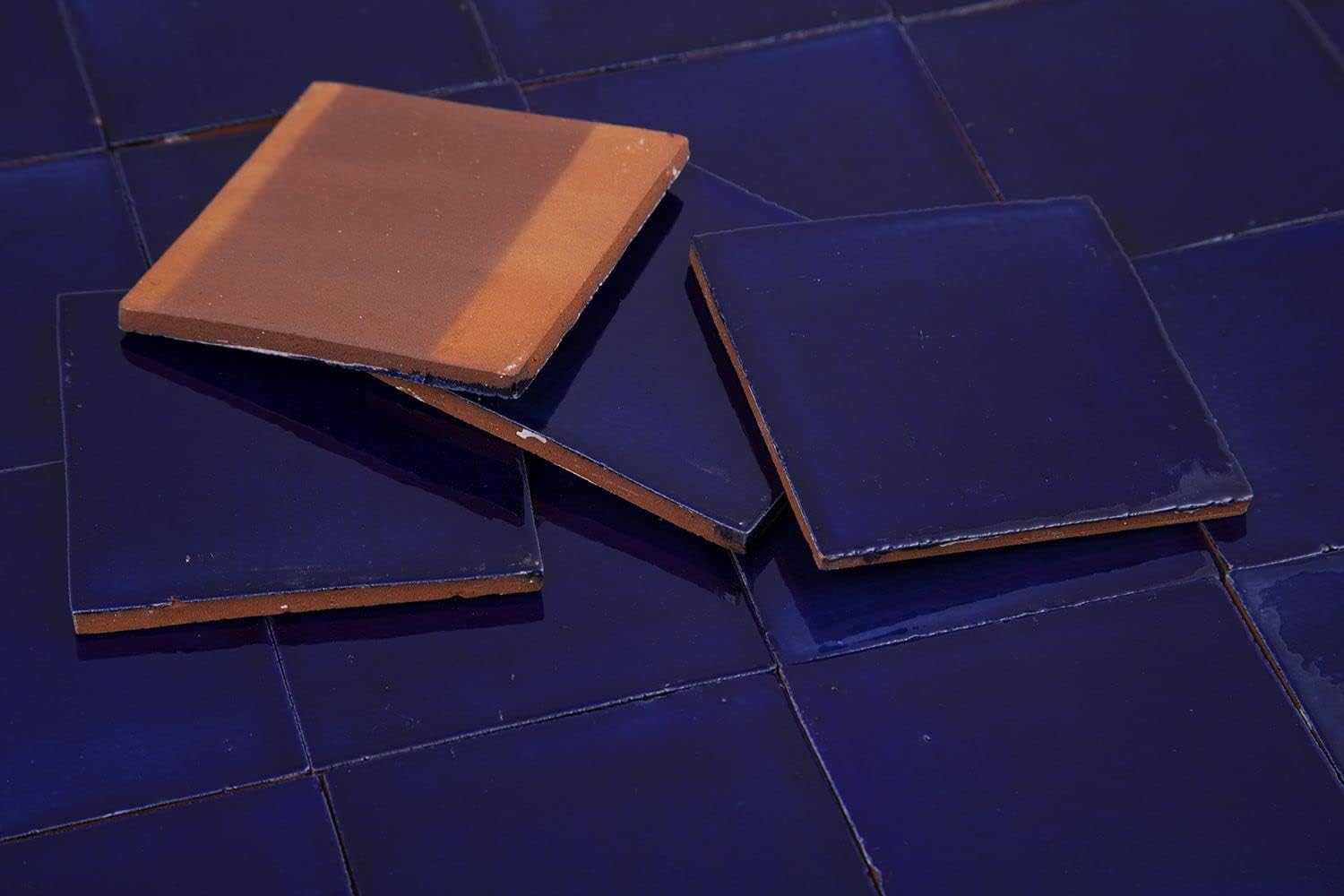 Mexican Solid Color Wall Tiles 4x4 - Azul Brillante by Cerames - Patchwork of 90 Blue Tiles Ceramic, Monochrome Mexican Tiles 4x4 for Kitchen, Bathroom | Blue Ceramic Tiles 4x4 from Mexico