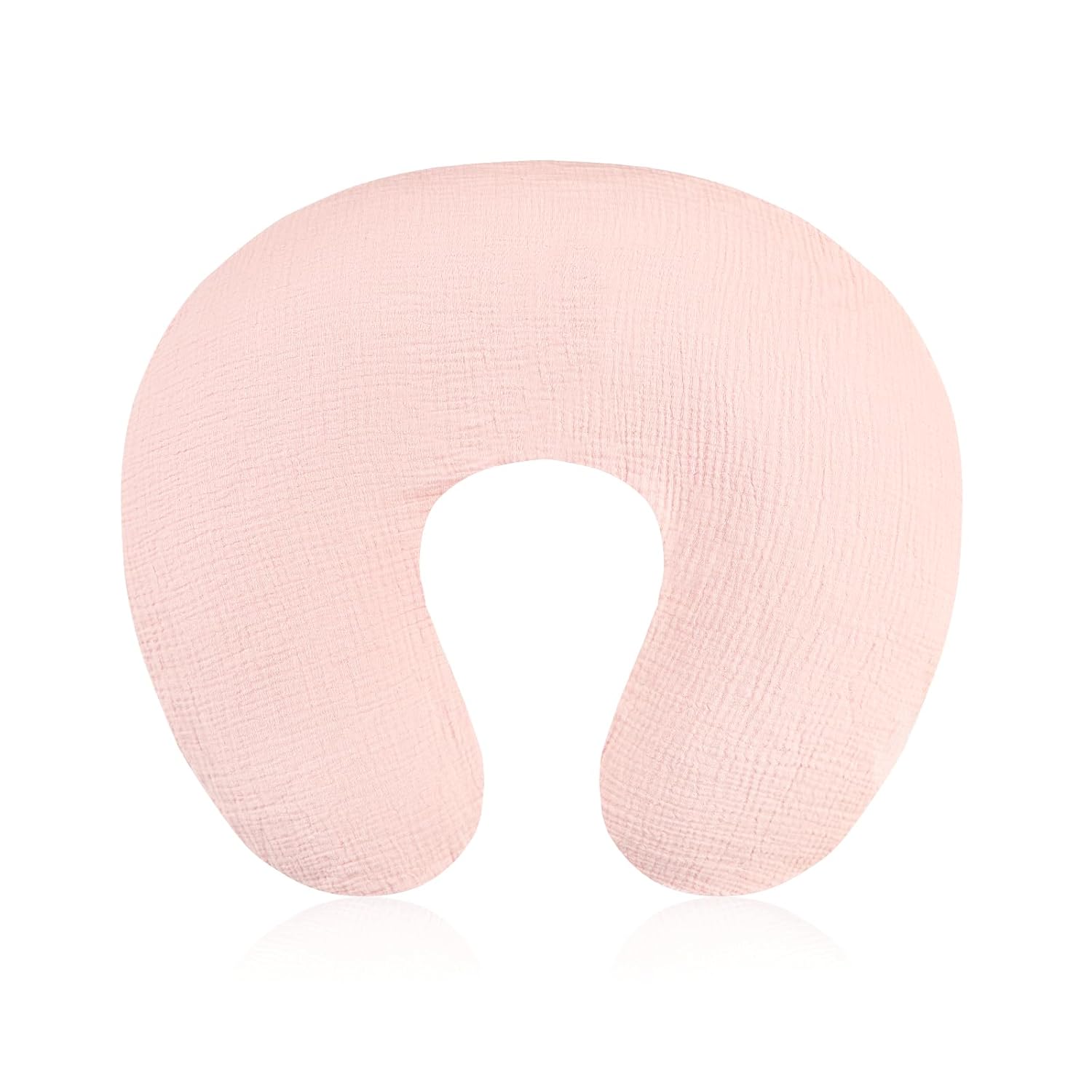 Jundetye Pink Muslin Nursing Pillow Cover - Soft Breathable Breastfeeding Slipcover Fits Boppy, Washable Removable Case for Newborns (Cover Only)