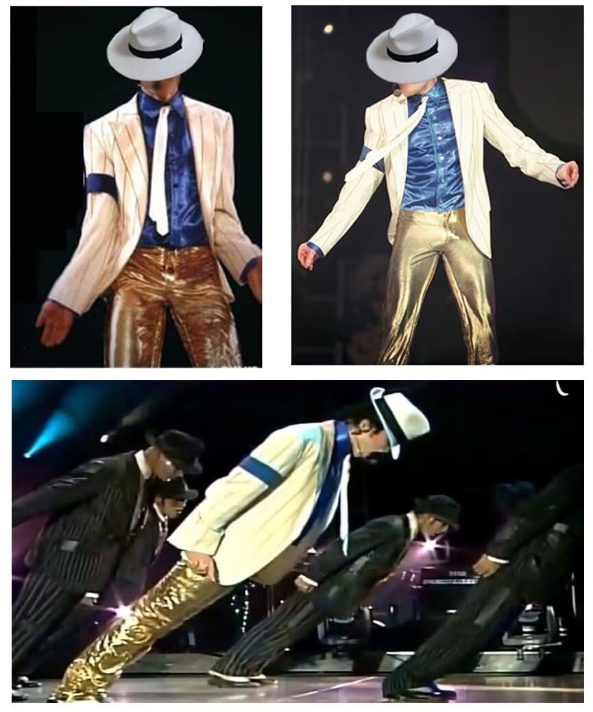 Adulto Disfraz Jacket Chaqueta+Pantalones+Shirt+Sombrero+Tie Ropa Costume Stripes Smooth Y Criminal Halloween Navidad Cosplay Fiestas Retro Hombre Trajes