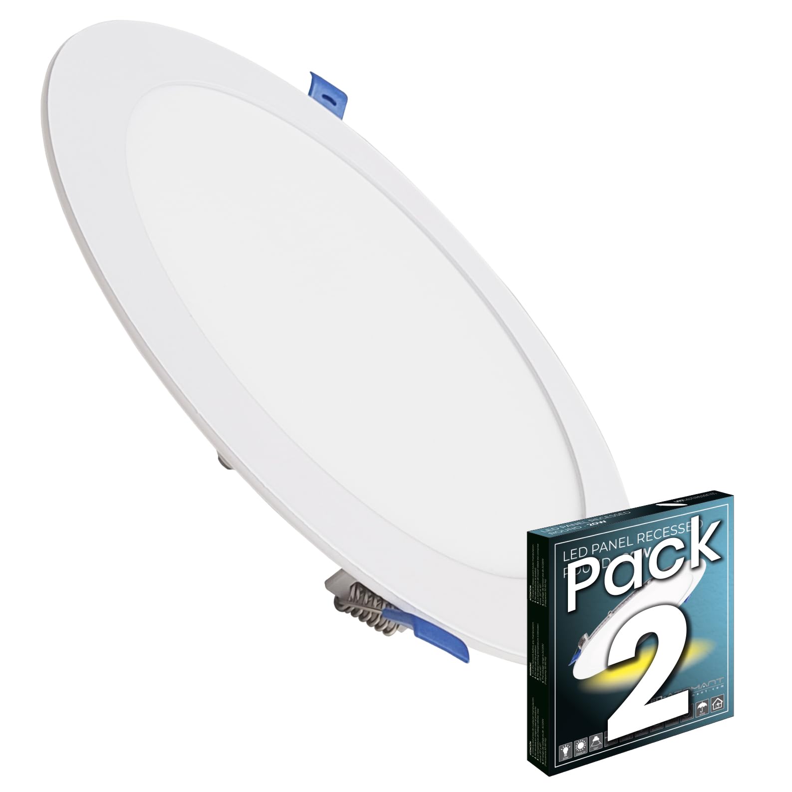 LED ATOMANT Packung mit 2 LED Einbaustrahler Downlight Rund Flach 20W 220mm 1800lm, Neutralweiß Farbe (4500K), Driver einschließlich
