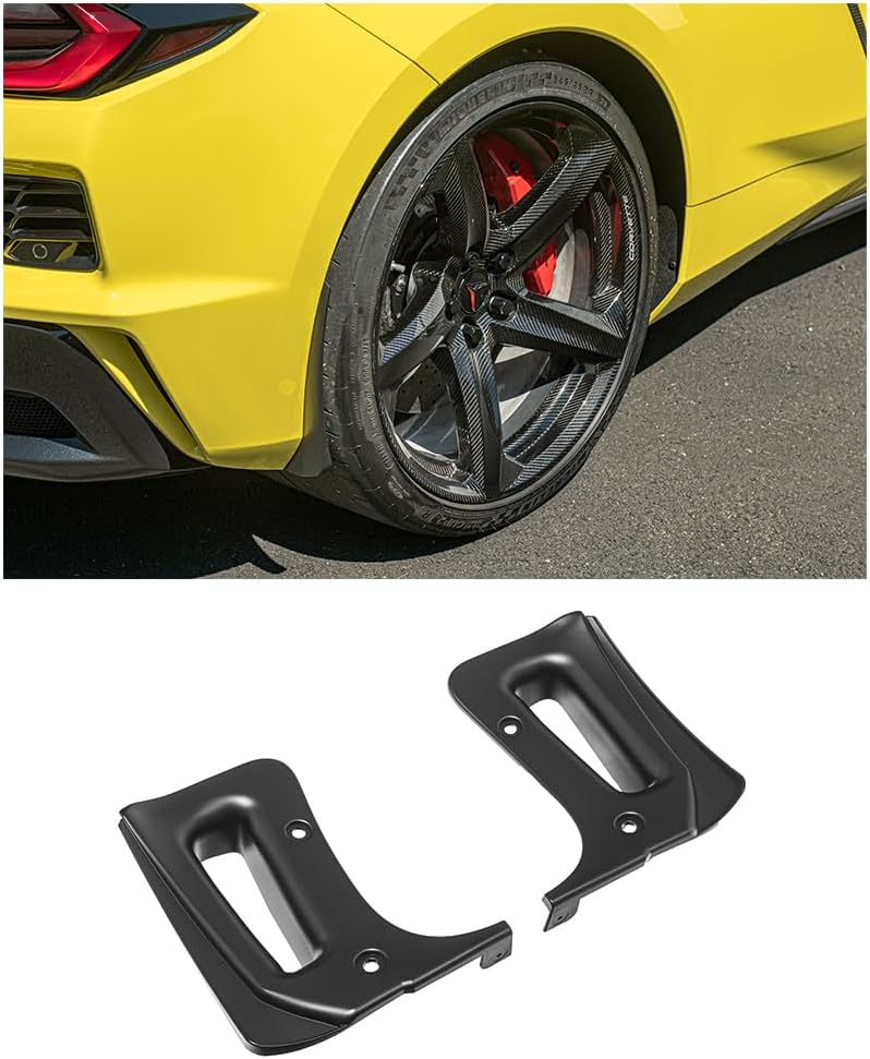 Replacement for 2023-Present Chevrolet Corvette C8 E-Ray & Z06 All Models | GM Factory XL Extended Style Rear Side Splash Guards Mud Flap Pair (ABS Plastic - Matte Black)