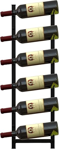 Miniatura 9 de GOFLAME Estante para vino montado en la pared, estante colgante para 6 botellas, soporte de vino de metal inoxidable para pared, organizador de