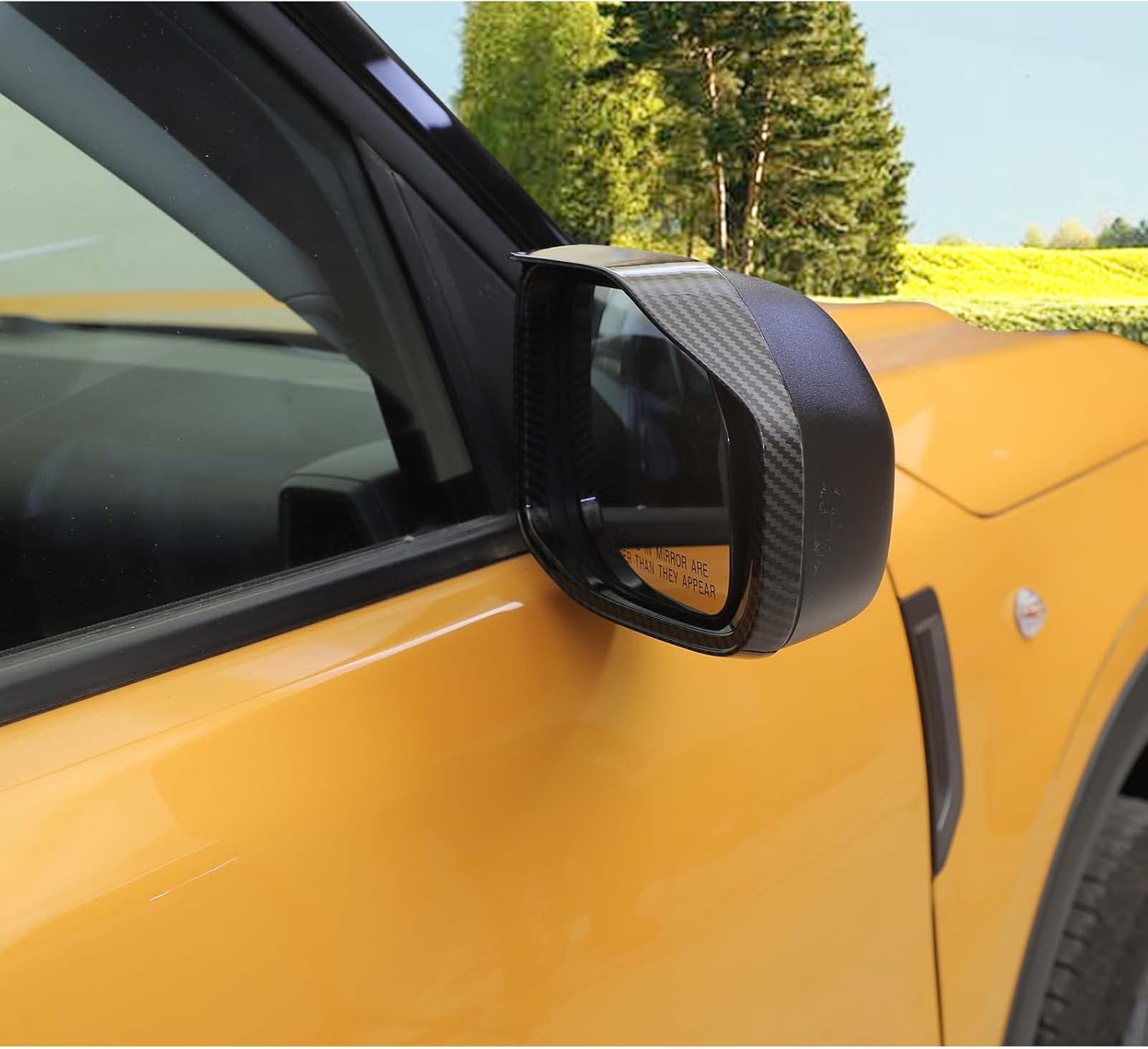 Jimen Compatible with Ford Bronco Sport 2021-2023, Compatible with Ford Maverick 2022+, Car Side Mirror Visor Rain Guards Rearview Mirror Cover Trim Frame (Carbon Fiber)
