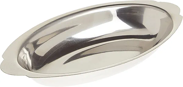 Winco Stainless Steel Oval Au Gratin Dish, 12-Ounce
