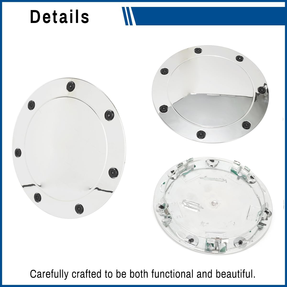 Wheel Center Cap for Ford F150 Harley Davidson 2000-2003 Rim Hubcap Covers 8 Lug PN: 2L3Z-1130 2L34-1A096, 4 PC, Chrome