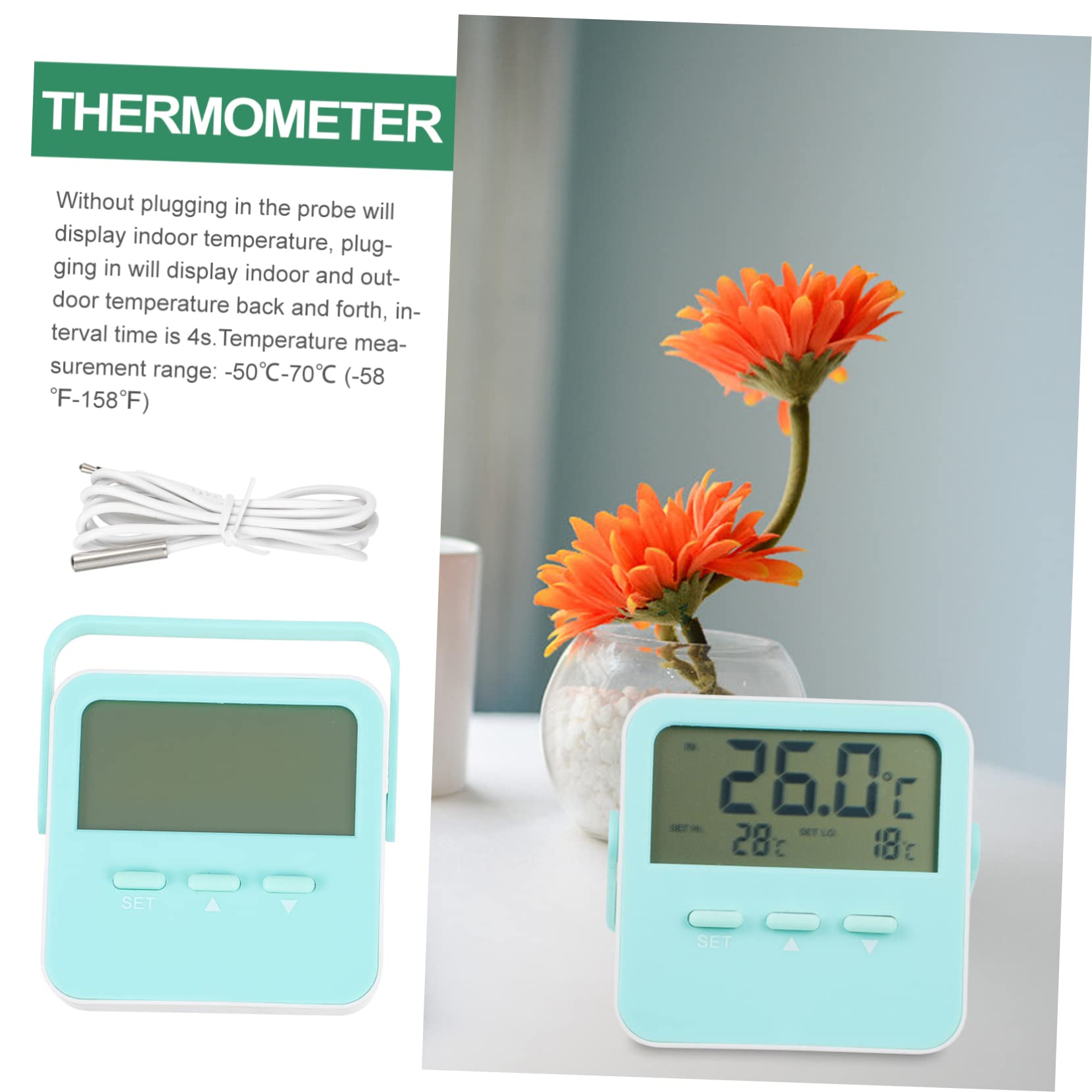 HANABASS 3stücke Thermometer Digitales Display Temperaturmessgerät Mit Alarmfunktion Magnetisch Für Kühlschrank Und Gefrierschrank Messbereich Bis Einfache Ablesbarkeit Kompakt Und