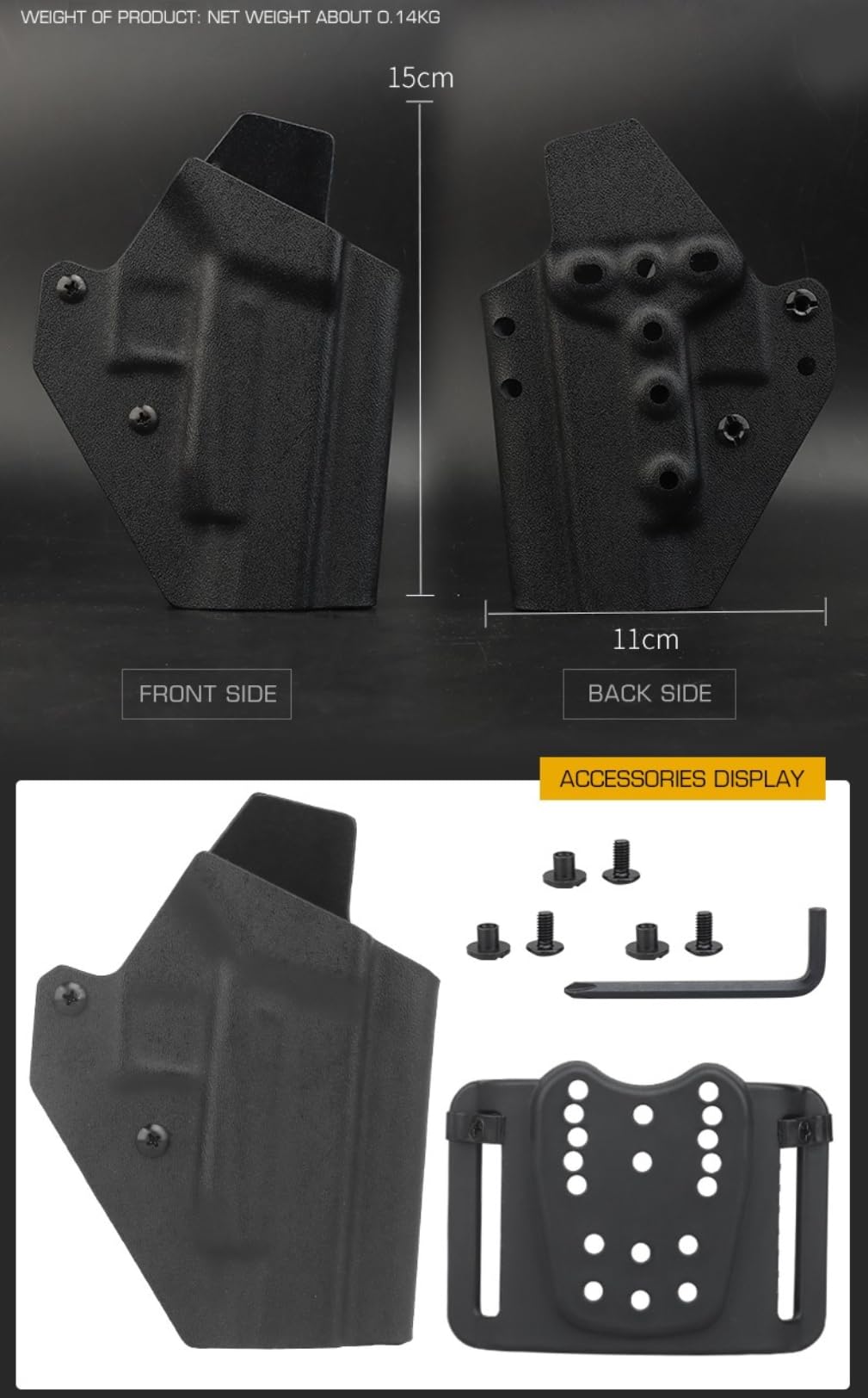 Peminkoo G1ock 48 Fondina per Pistola Leggera in Materiale Kydex, Fondina Tattica per Pistola, Fondina Militare per Caccia, Paintball, Softair