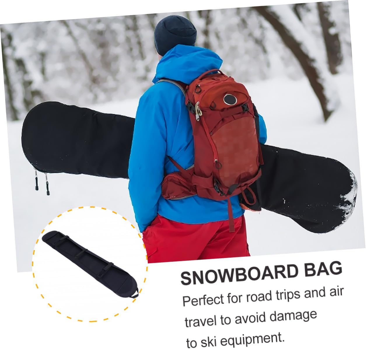 Abaodam Snowboard Bag Snowboard Cover Lightweight Sturdy with Shoulder Strap for Convenient Ski Gear Transport and Protection
