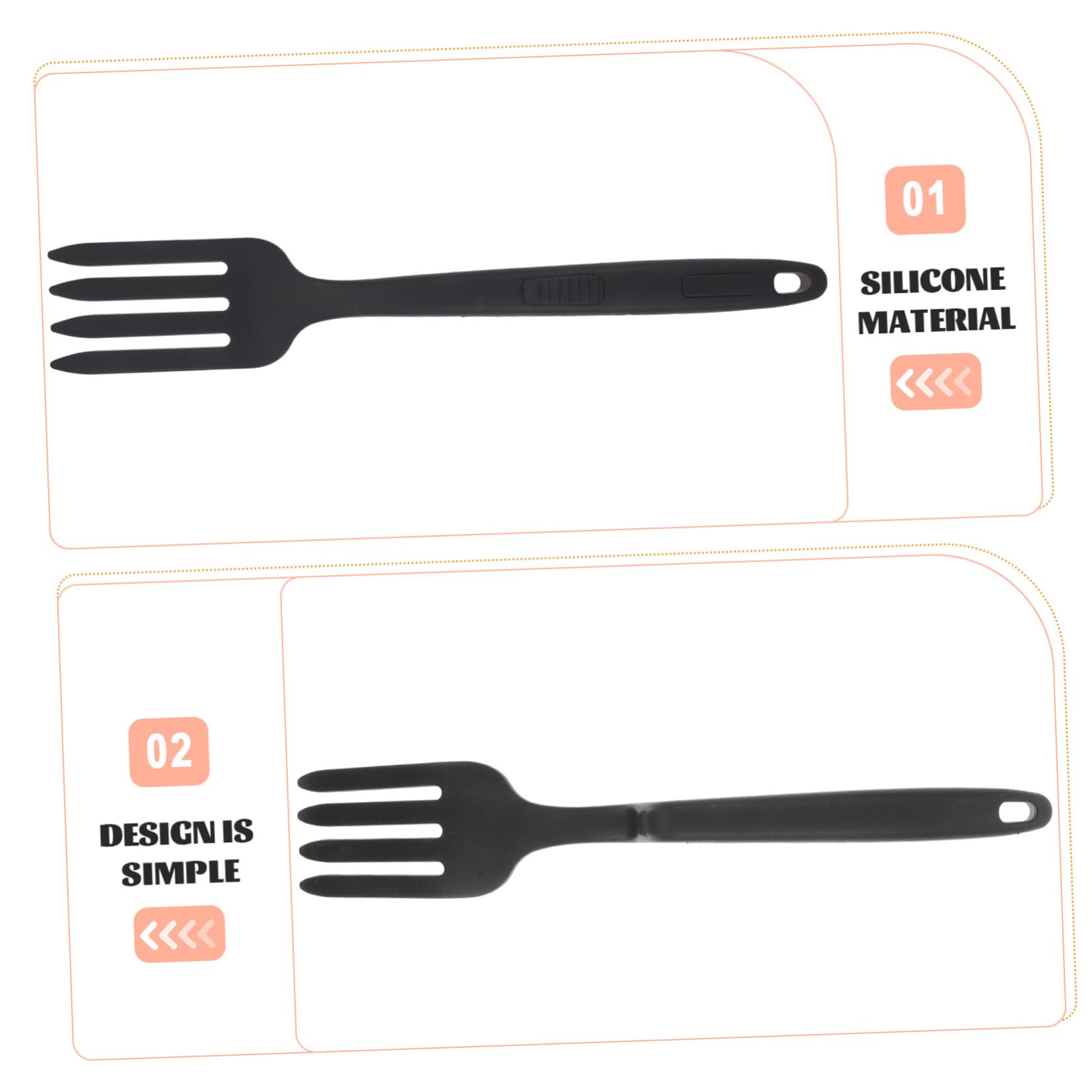 Tenedor de Silicona Negro para Pasta Diseño Simple y Cómodo de Sostener, Adecuado para Familias y Restaurantes, Resistente Riesgo de Quemaduras