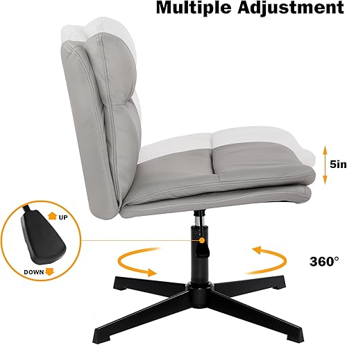 Miniatura 6 de GOTMINSI Silla de oficina con patas cruzadas, sillas de escritorio sin brazos, sillas de tocador modernas giratorias con cojín grueso, silla de