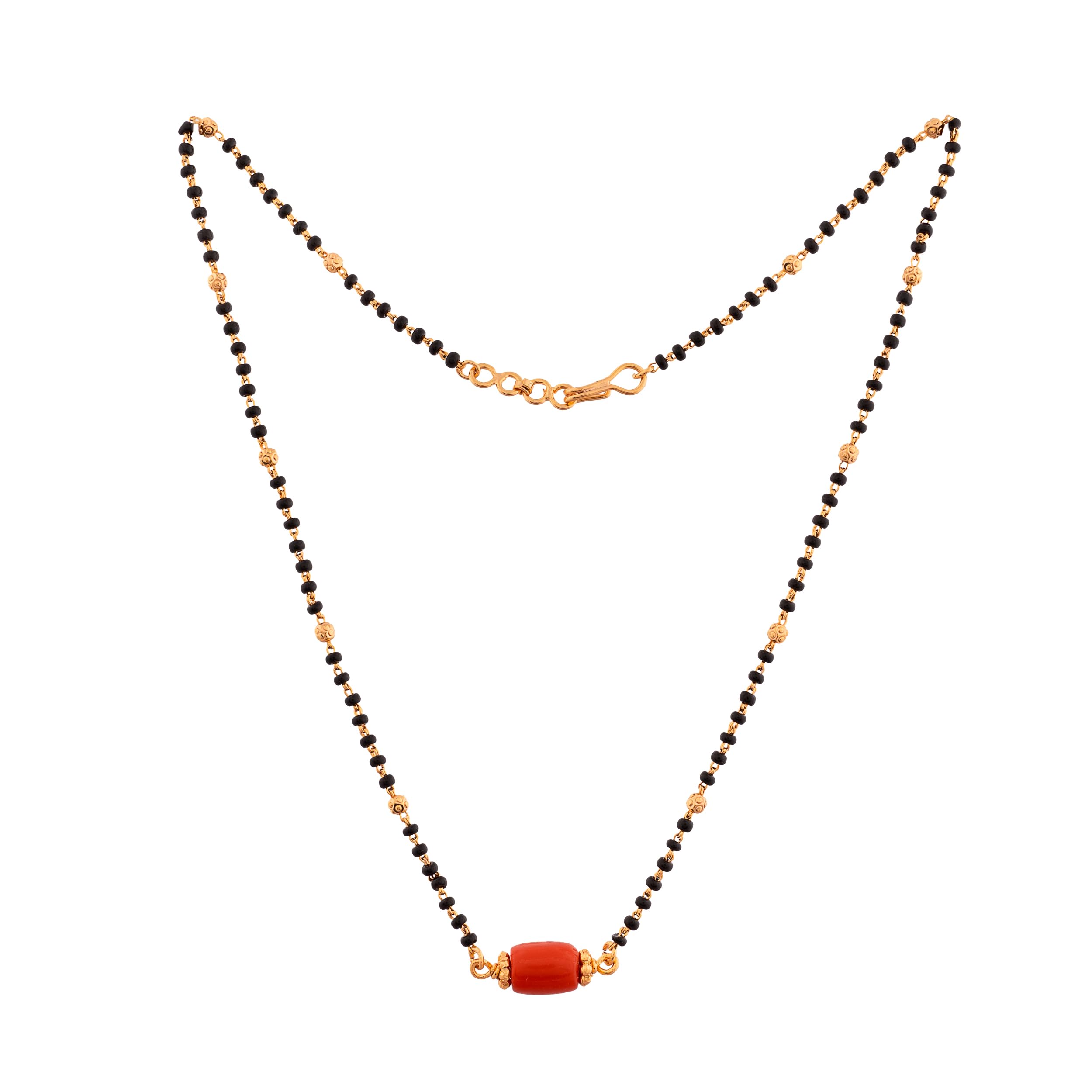 black beads Mangalsutra karimani 18" SHORT with White stone pendant one gram gold No.1297-image-26