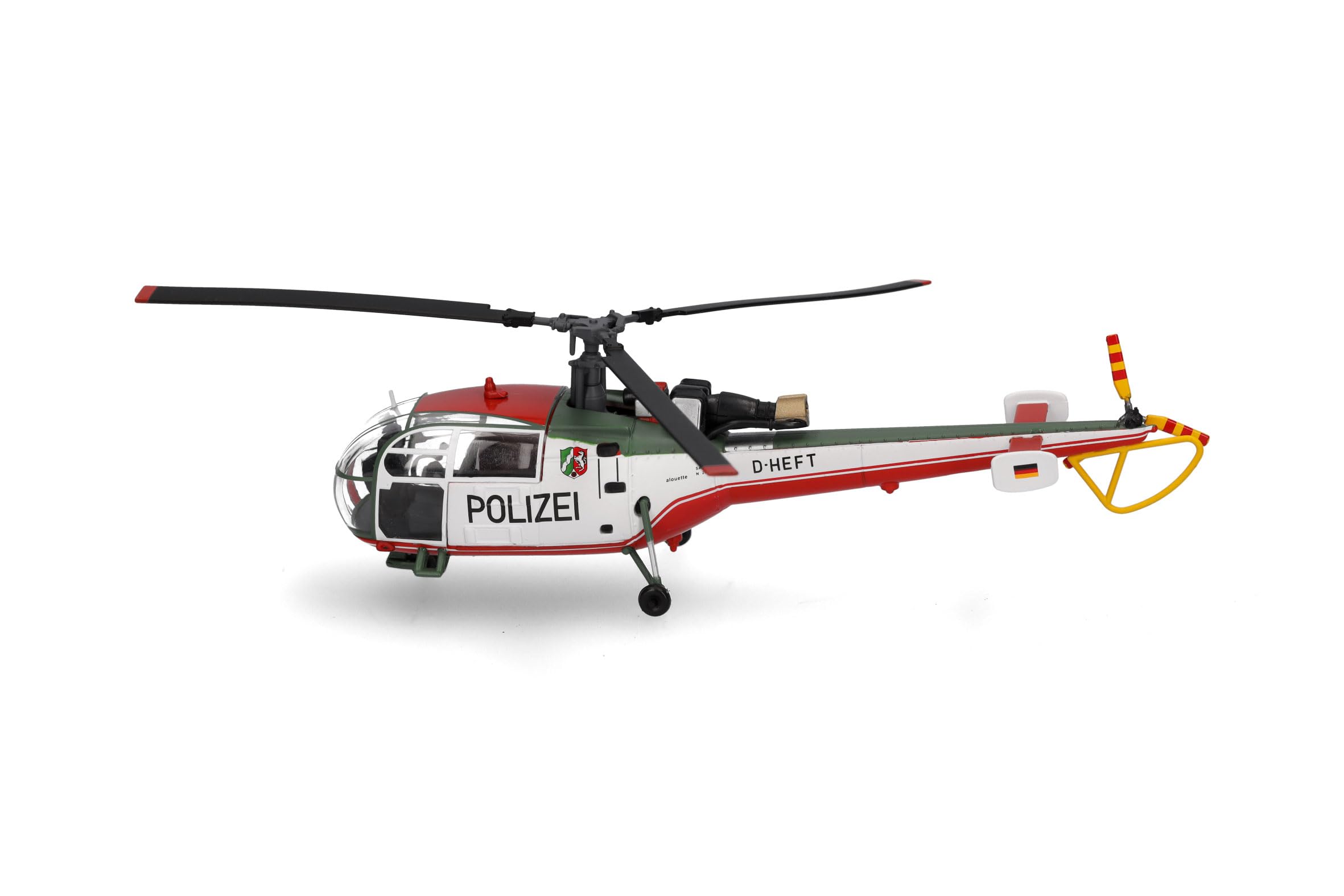Herpa Hubschrauber Polizeifliegerstaffel Nordrhein-Westfalen Sud Aviation SA 319 Alouette III, Miniatur im Maßstab 1:72, Sammlerstück, Modellfahrzeug ohne Standfuß, Metall