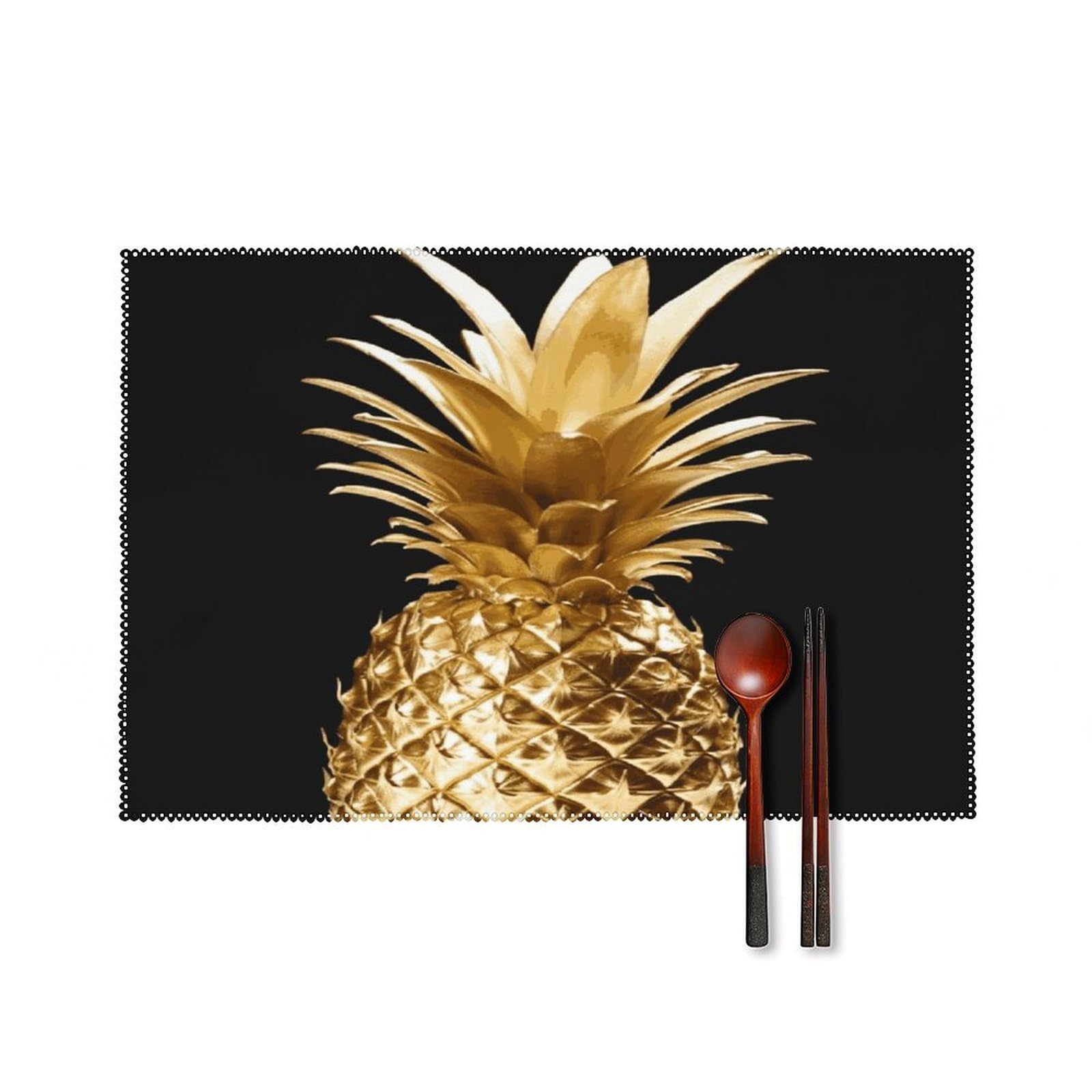 Fekiloot Style Gold Pineapple Placemats Set Of 6,Table Mat