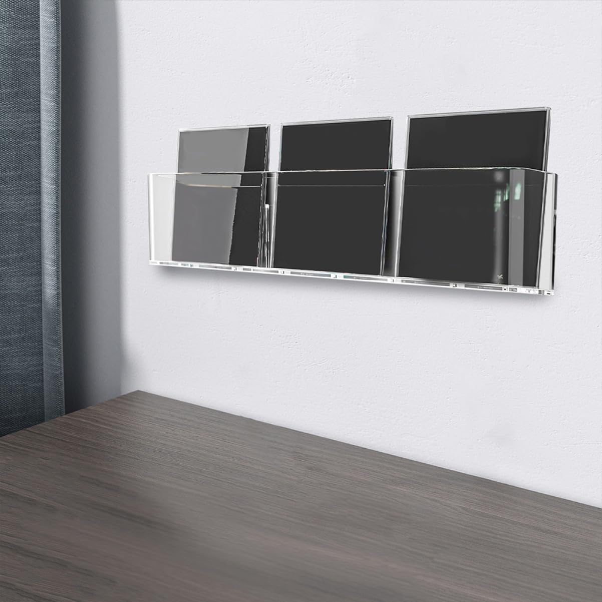 Mobestech Wall Mount Acrylic CD Storage Rack Set, 2 Piece Display Holder