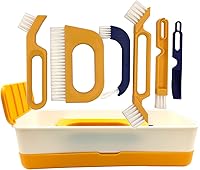 Vista 1 de Juego de cepillos de mano, herramientas de limpieza, cepillo de lechada con caja de almacenamiento de drenaje para puerta y ventana, persiana