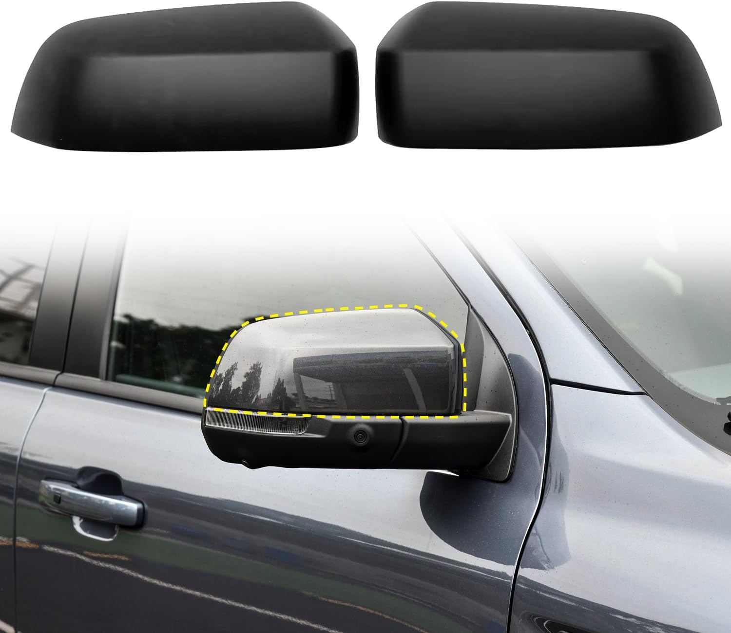 For Ford Ranger 2023-2024(Wildtrak/XTL/XL) Matte Black Side Door Mirror Cover Trim 2pcs Car Accessories